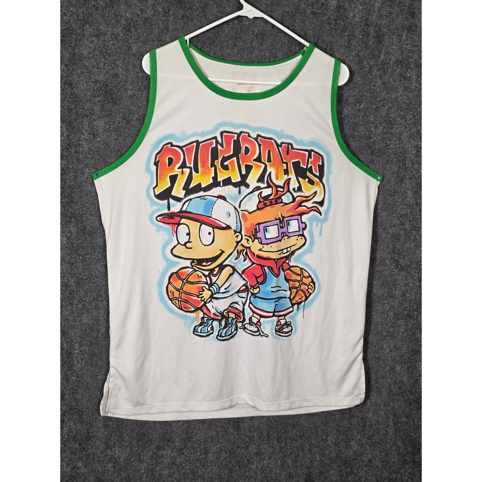 Nickelodeon Rugrats Basketball Jersey Mens XXL White Green Tommy Chuckie 91 Mesh gallery