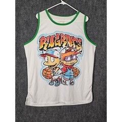 Nickelodeon Rugrats Basketball Jersey Mens XXL White Green Tommy Chuckie 91 Mesh