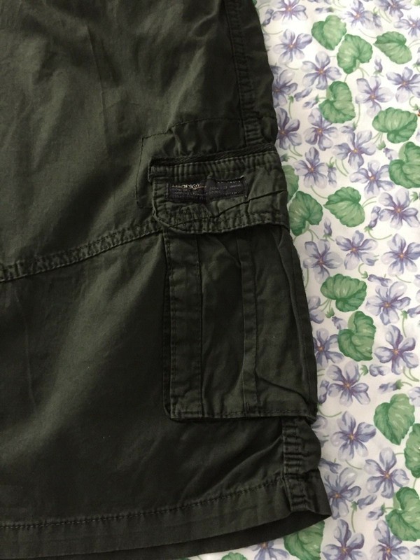 3 XL 107 DARK FATIGUE GREEN LIGHT WEIGHT LONG LEG CARGO SHORTS 6 POCKETS NWT $29 gallery