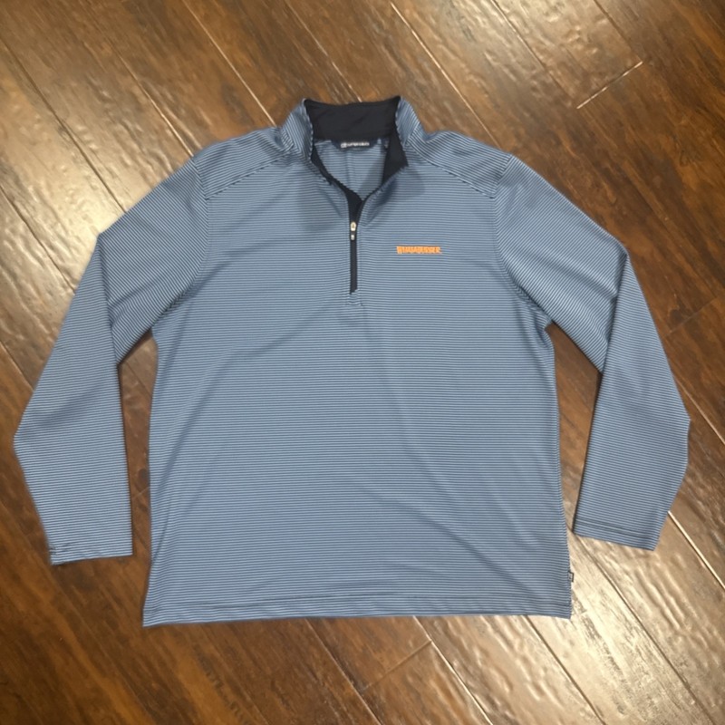 Whataburger Cutter & Buck Employee 1/4 Zip Pullover Blue Striped Sz Large gallery