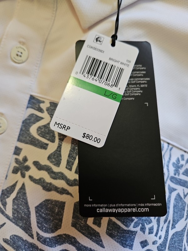 Callaway Opti Dri Eco Men’s Golf Polo Shirt L Coastal Outline Print White gallery