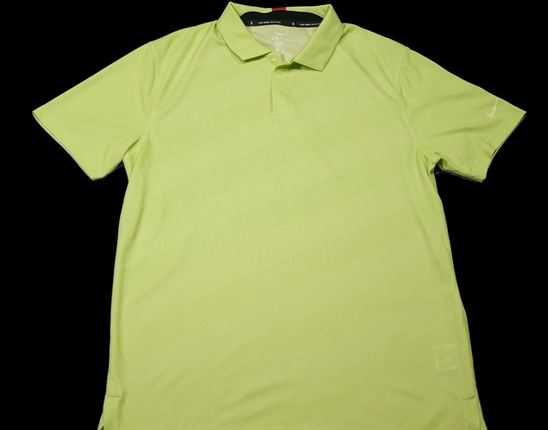 Nike Tiger Woods Collection Striped Golf Polo Shirt Lime Green CK6313 Medium gallery