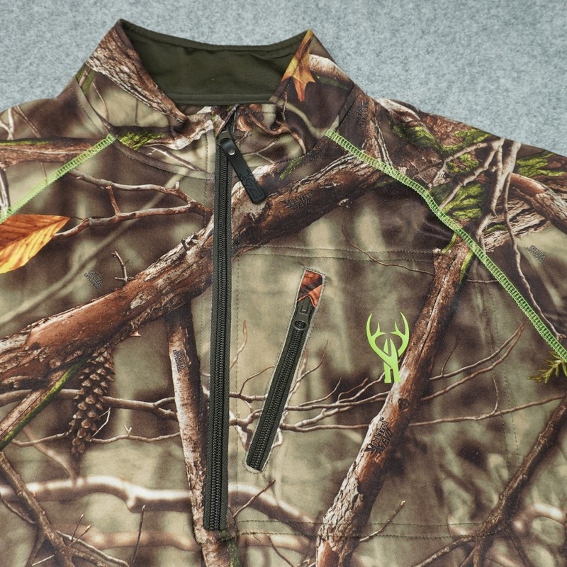 Huntworth Men's Activewear Top Camo Green XL 1/4 Zip Polyester Spandex Hunting gallery
