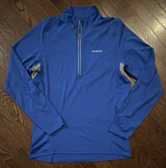 Patagonia Blue/Gray Colorblock Breathable Mock Neck 1/4 Zip T-Shirt Men’s M
