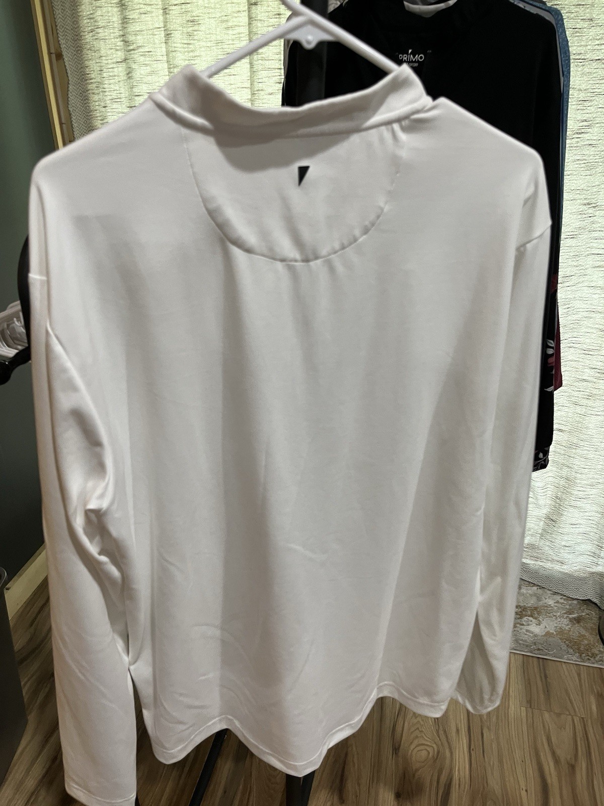 Primo Men's White 1/4 Zip Long Sleeve Mock Neck Polyester Pullover XL gallery