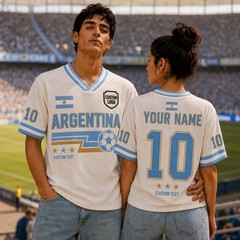 Custom Argentine Soccer Mesh Jersey, Football Jersey, Unisex Game Day Shirt