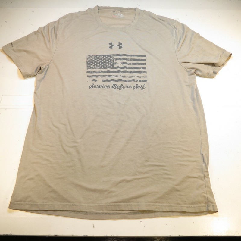 UNDER ARMOUR SERVICE BEFORE SELF MILITARY USA AMERICA TEE T SHIRT Mens L Gray gallery