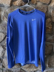 Nike Mens Running Long Sleeve T Shirt With Thumb Holes Blue Size Small Reflectiv