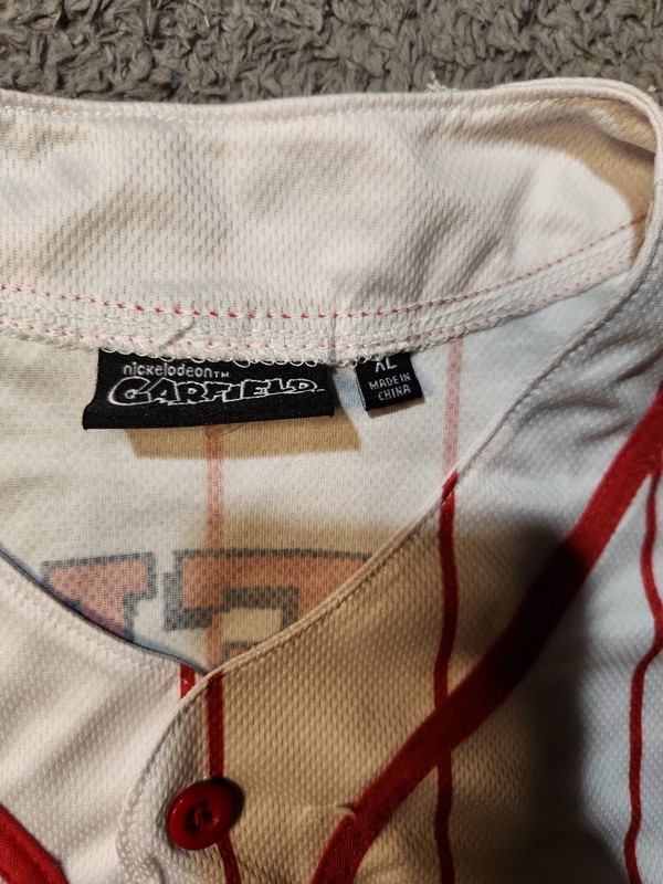 Garfield Graphic Logo Striped Baseball Shirt Mens XL Nickelodeon gallery