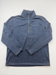 Eddie Bauer Pullover Mens Large Blue 1/4 Zip Knit Fleece Hiking Performance Top
