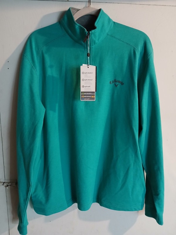 Callaway Men's 1/4 Zip Pullover Golf Lightweight Sweatshirt Teal Size Medium NEW gallery