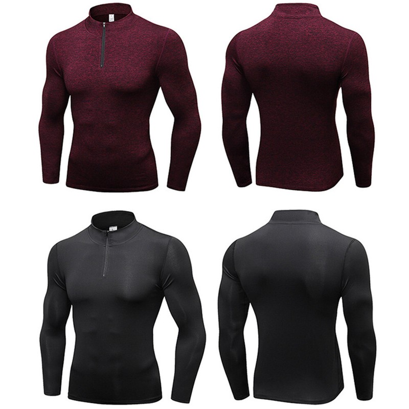 Men Solid Long Sleeve Velvet Sports Tops Fitness Training Sweatshirt Shirts gallery