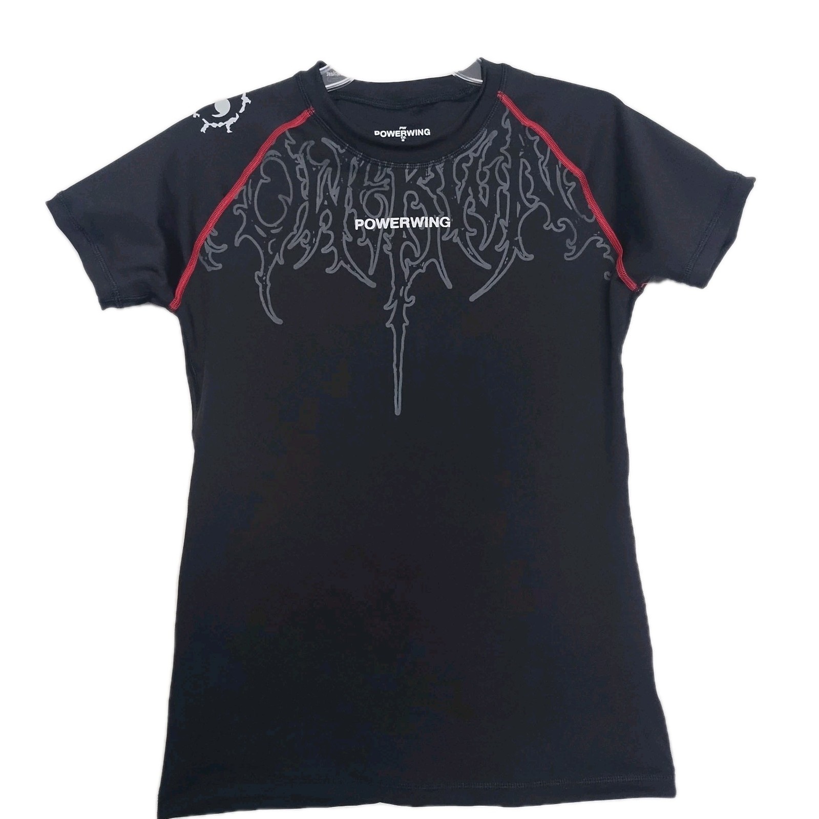 Men's Black PowerWing Compression Gothic Graphic Print Short Sleeve Size Large gallery