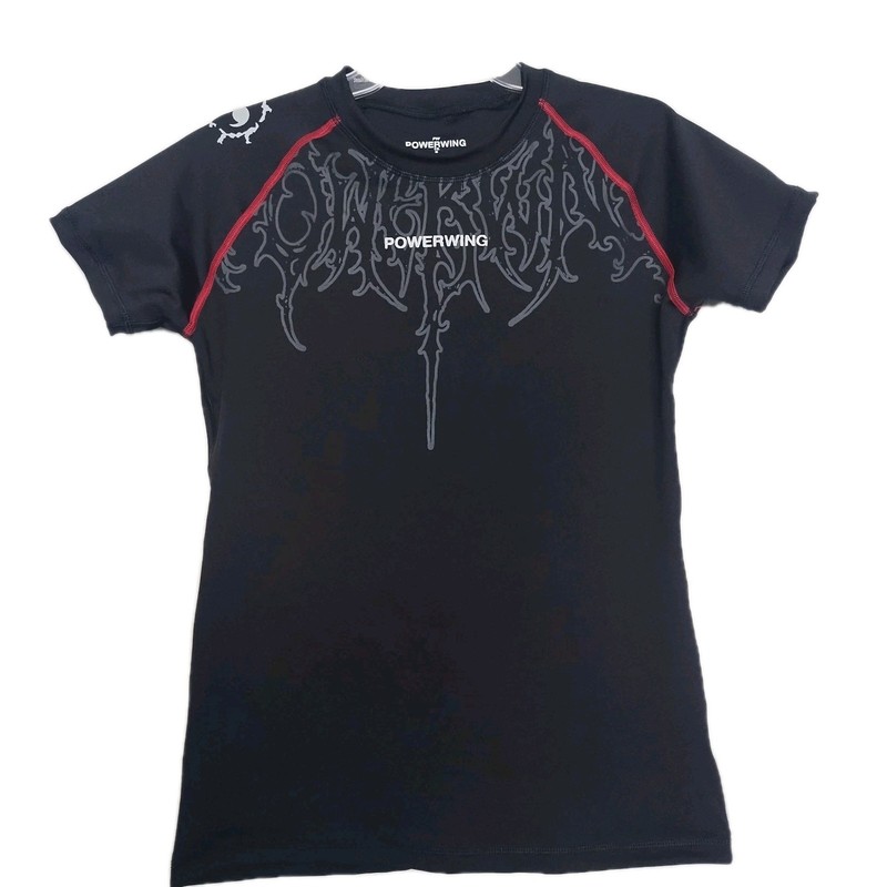Men's Black PowerWing Compression Gothic Graphic Print Short Sleeve Size Large gallery