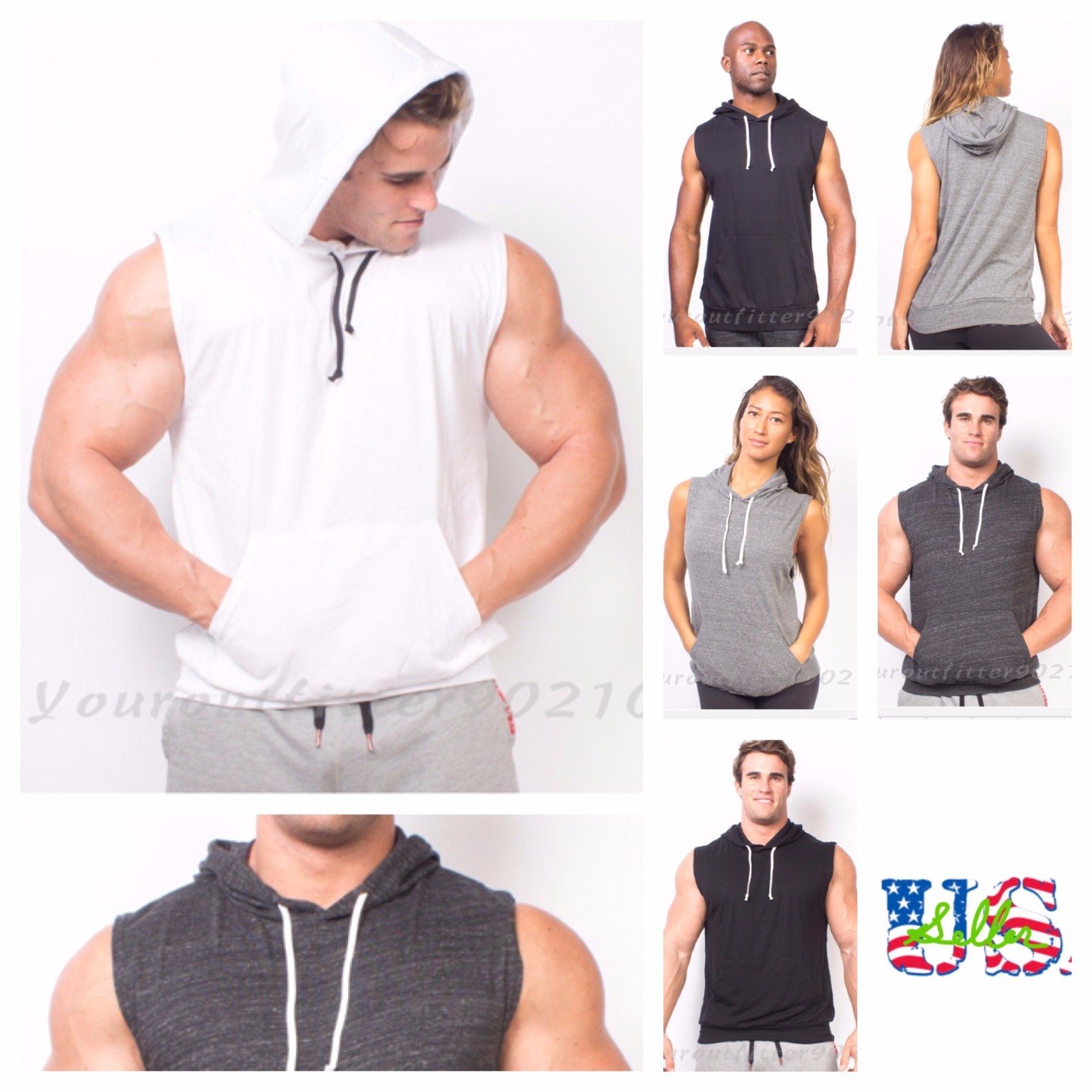 Men's Bodybuilding Tank Top Sleeveless T-Shirts Hoodie Muscle Gym Pullover S-2XL gallery