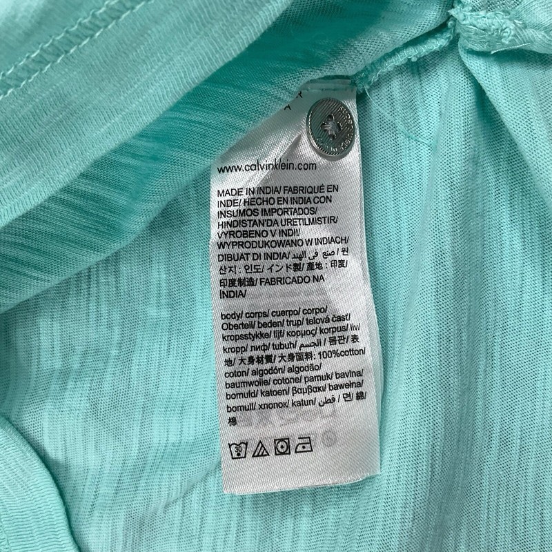 Calvin Klein Polo Shirt Men Medium Aqua Blue Short Sleeve Button EUC gallery