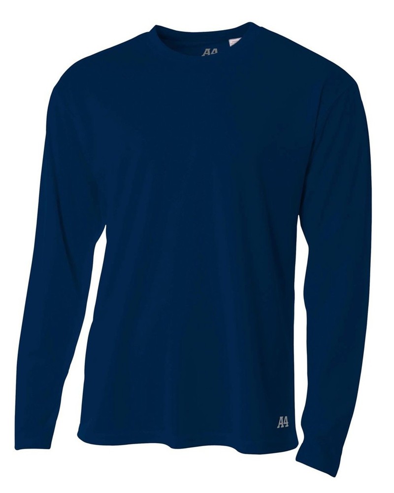 N3253 A4 A4236 Unisex Long Sleeve 100% Polyester Crew Birdseye Mesh T-Shirt