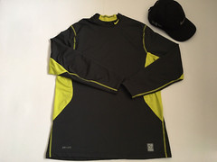 Mens Nike Lot Pro Combat Pullover Hyperwarm Dri Fit Gray/Neon Ylw Sz M & Hat
