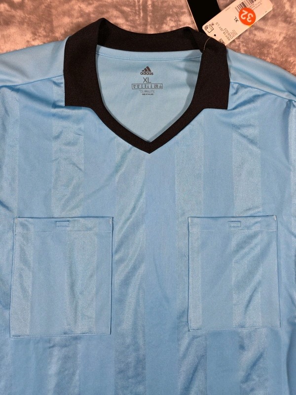 NWT ADIDAS Men's XL Referee 18 Long Sleeve Soccer Jersey Bright Cyan Blue gallery