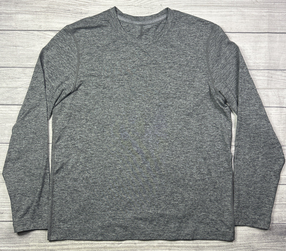 Lululemon Shirt Mens Large Gray Long Sleeve Performance Athletic Running Top