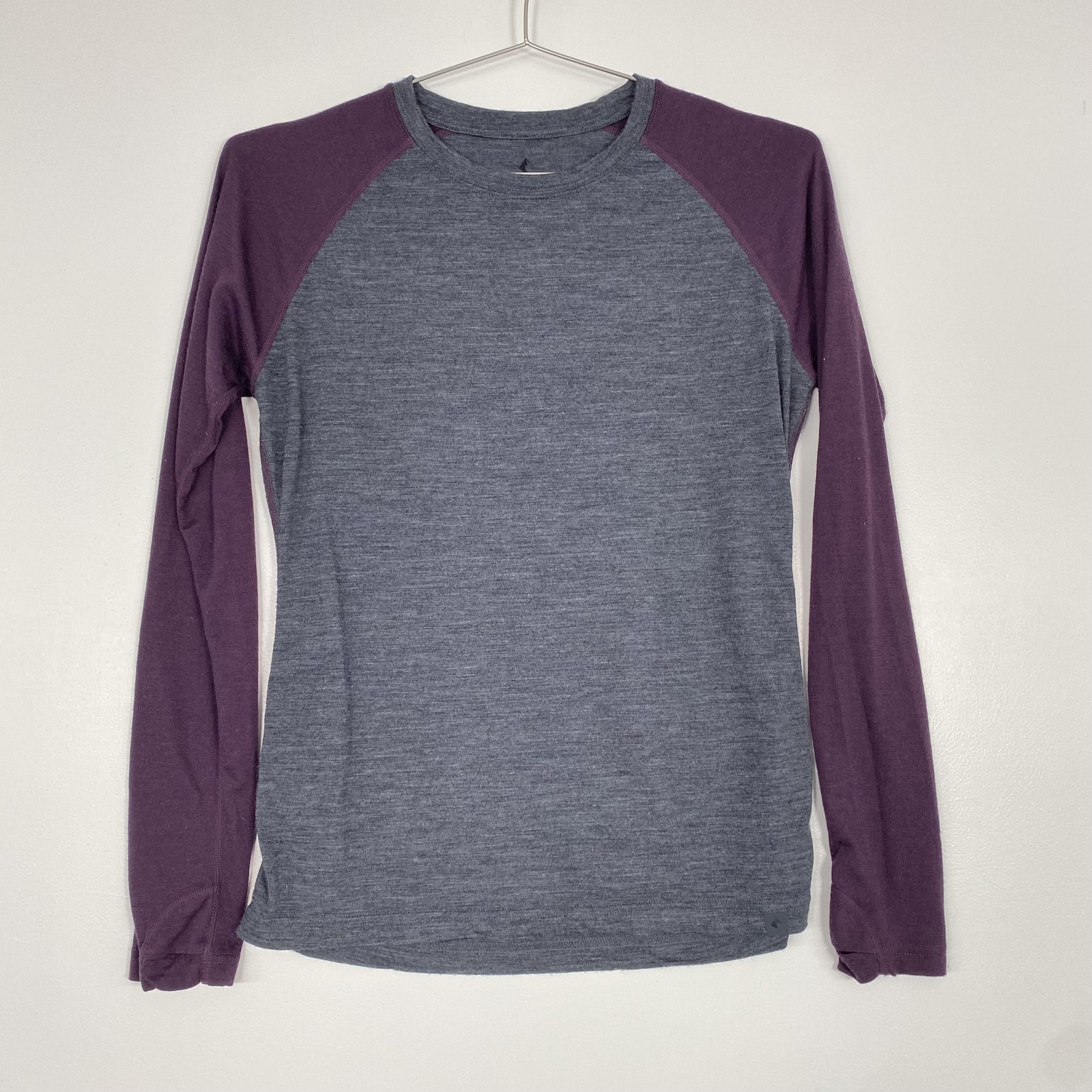 Ridge Shirt Mens Medium Gray Purple Raglan Long Sleeve Colorblock Crewneck Tee gallery
