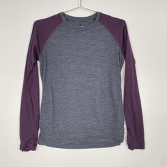 Ridge Shirt Mens Medium Gray Purple Raglan Long Sleeve Colorblock Crewneck Tee