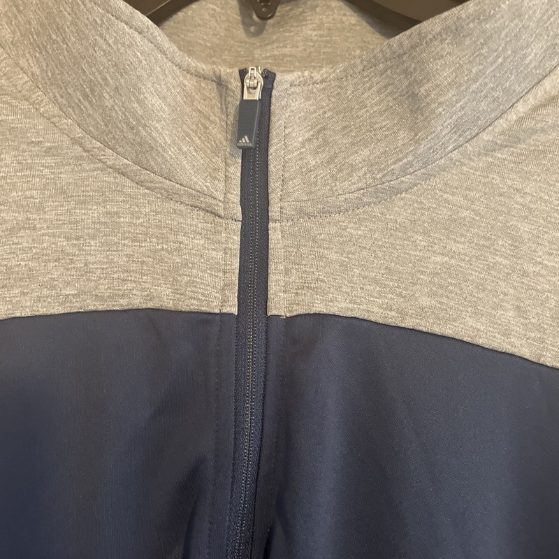 Adidas 1/4 Zip Long Sleeve Pullover Men 2XL Gray And Blue gallery
