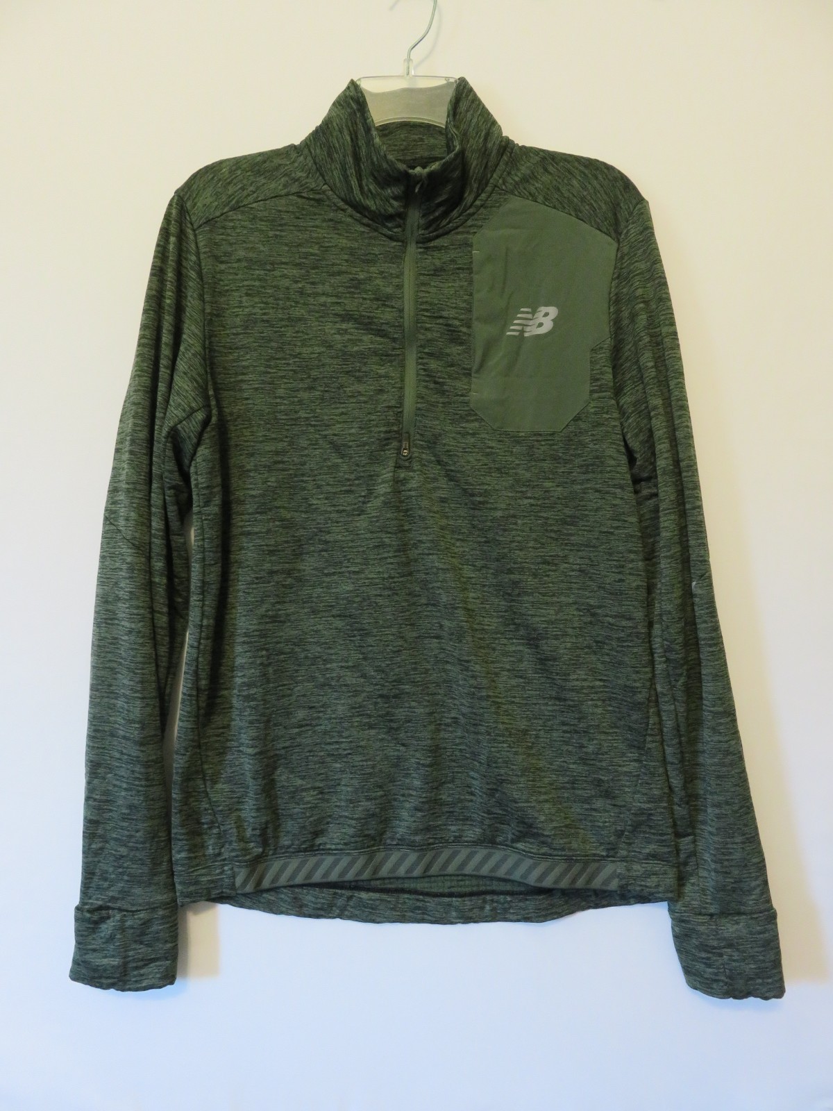 New Balance Running Shirt Mens Medium Green Heather 1/4 Zip Pullover Athletic gallery