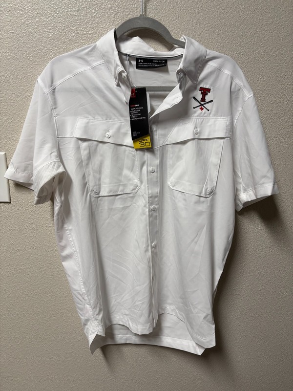 Under Armour Texas Tech Red Raiders Baseball Button Down Shirt White NWT gallery
