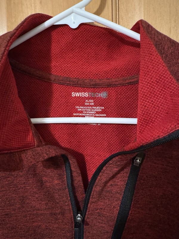 Swiss+Tech Men's Red 1/4 Zip Pullover Long Sleeve Mock Neck Top Size XL gallery