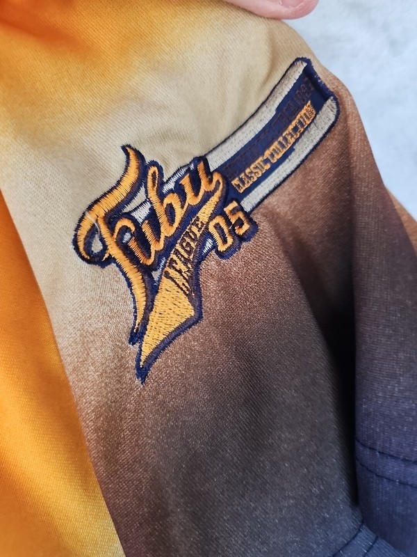 Vintage FUBU League 05 Jersey 2XL XXL Collection Yellow Hip Hop Orange Ombre gallery