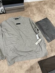 ESSENTIALS Fear of God Gray Logo Cotton Long Sleeve T-Shirt Men’s Size M