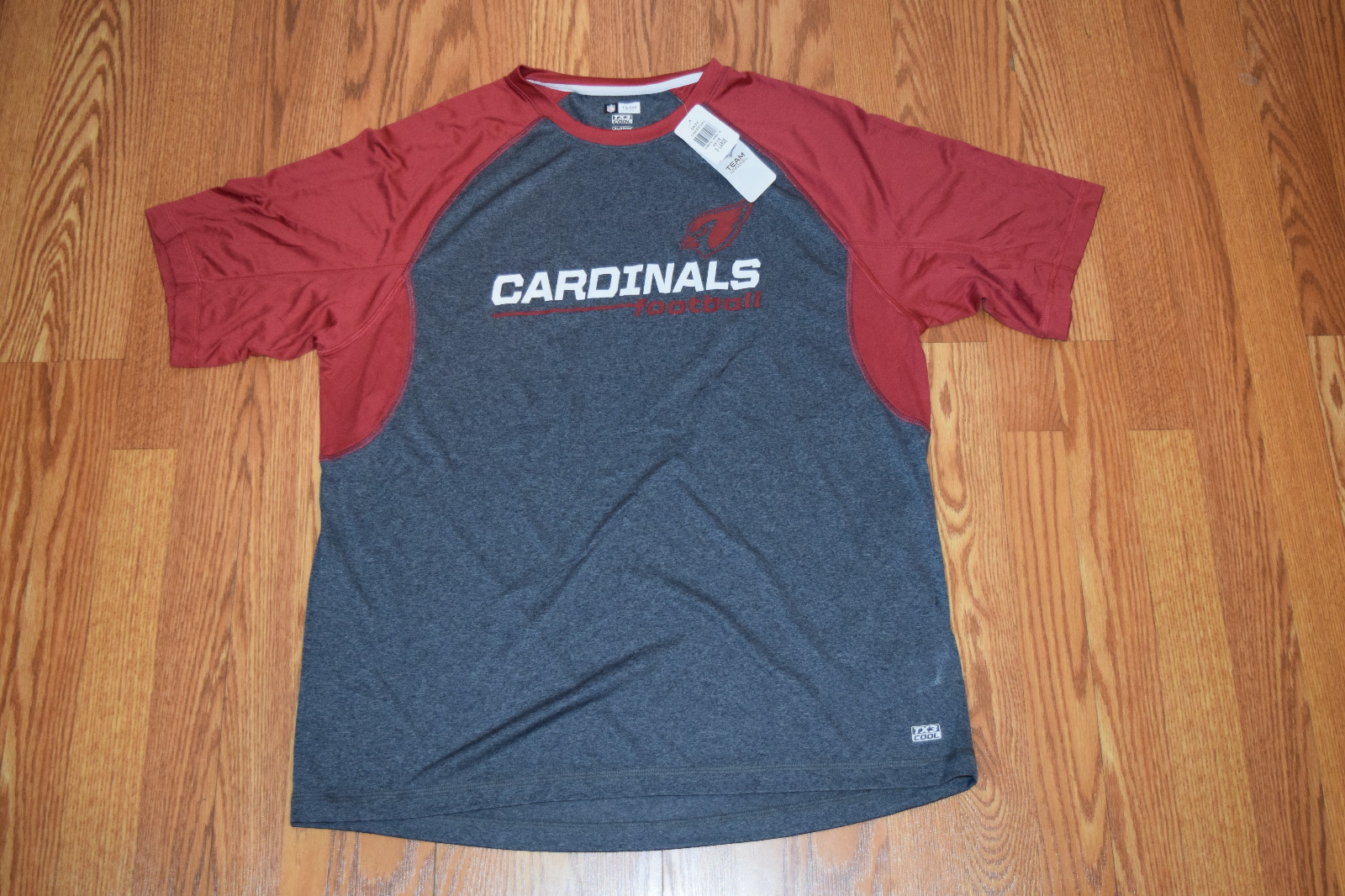 NWT Mens NFL Team Apparel ARIZONA CARDINALS Gray Red Shirt Size XL X-Large gallery
