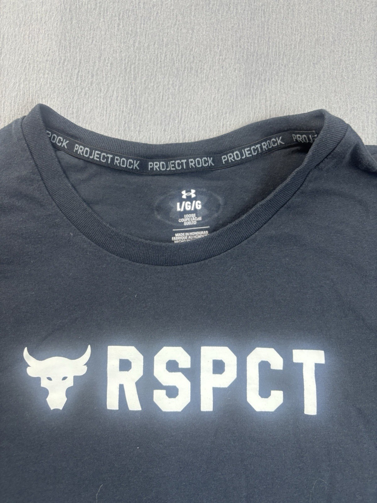 Under Armour Project Rock Respect Black T-Shirt Mens Size Large Tee Loose gallery