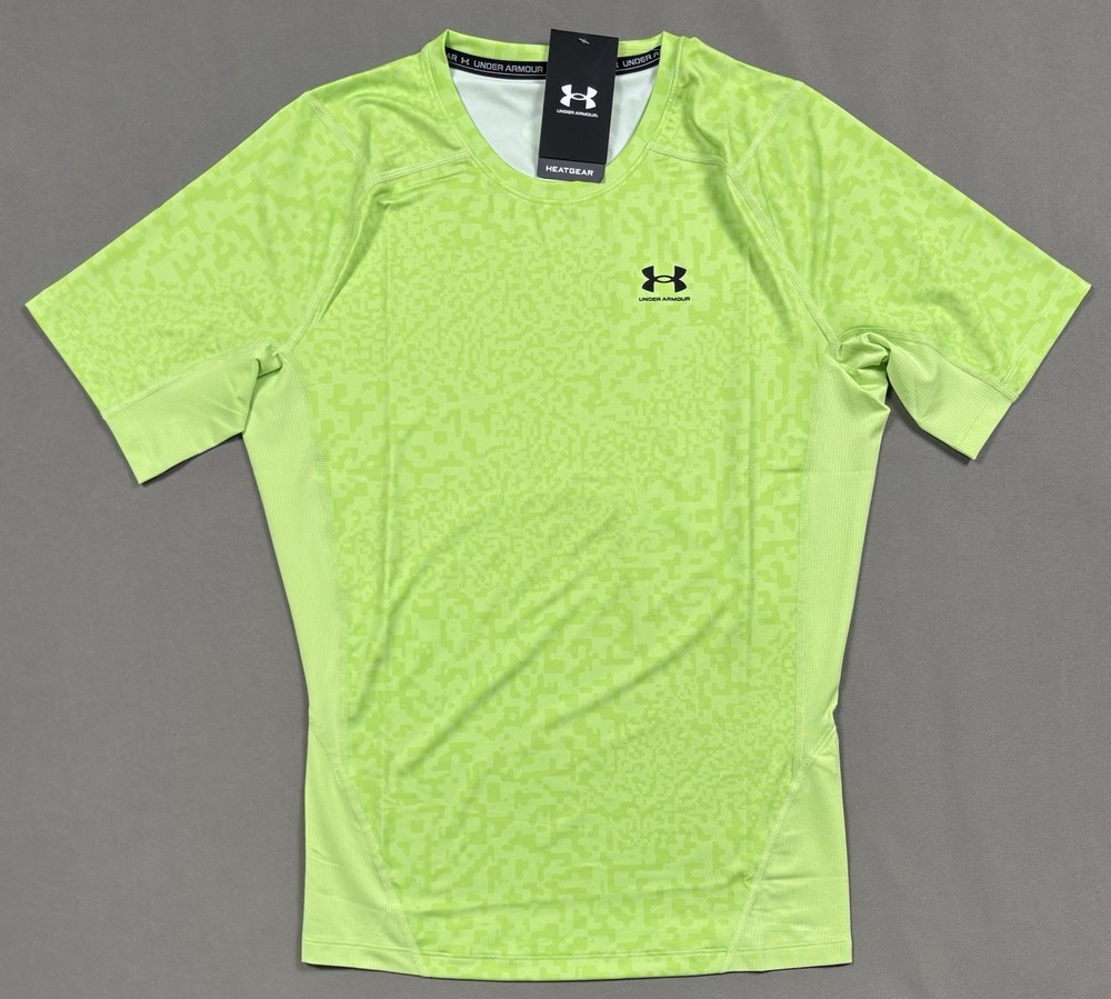 Under Armour Compression HeatGear Armour Printed SS Shirt Green 1383321 Men's XL