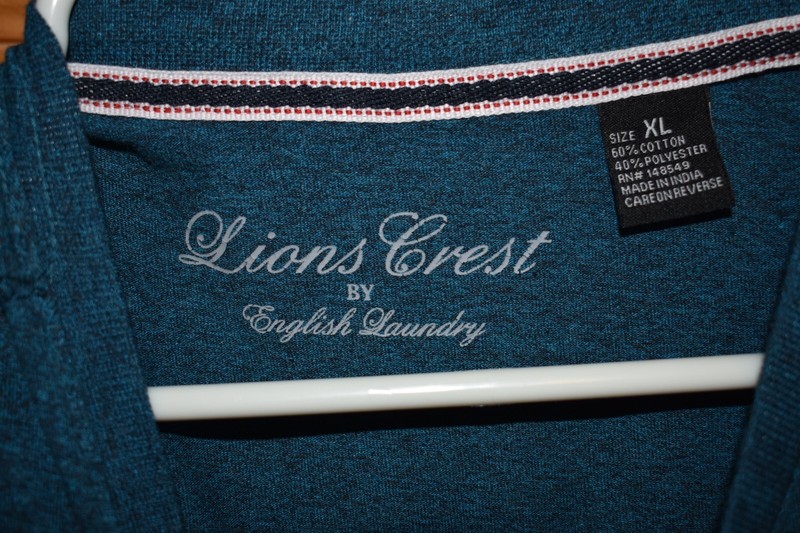 Lions Crest by English Laundry, Men's Henley style long sleeve shirt, XL, blue Y gallery