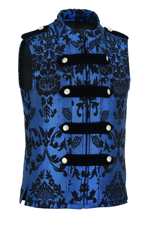 HANDMADE BLUE VEST GOTHIC JACKET MILITARY UNIFORM ROCK BAND VEST GOTH STEAMPUNK gallery