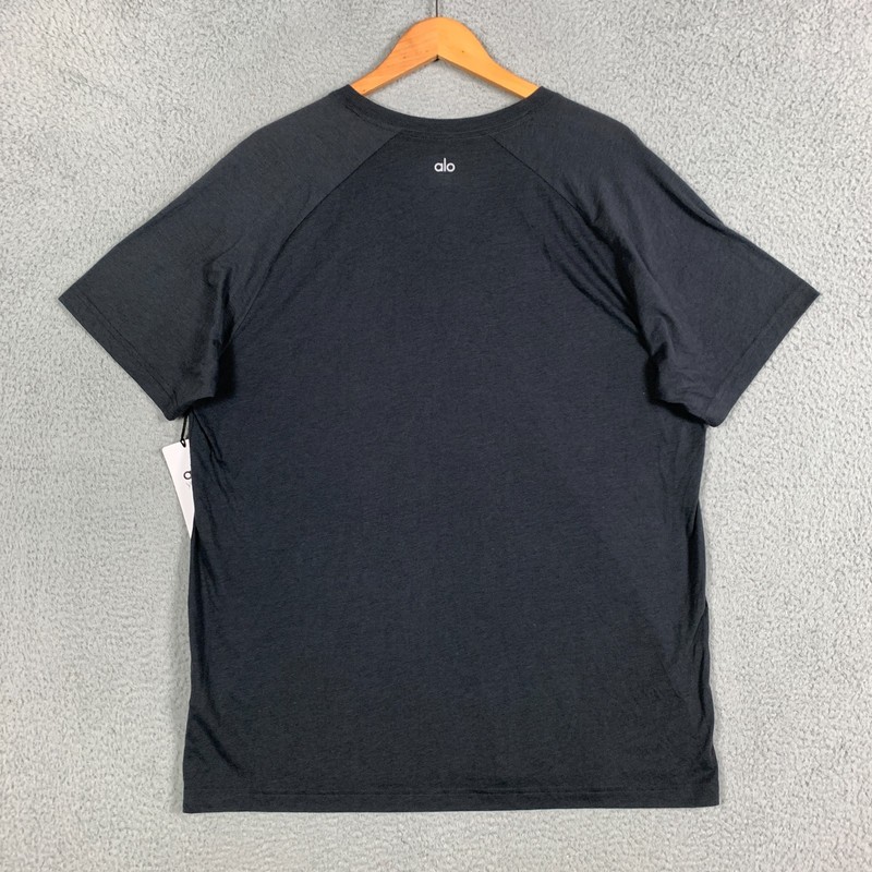 Alo Triumph T-Shirt Men's 2XL XXL Dark Gray Raglan V-Neck Triblend Gym NWT $58 gallery