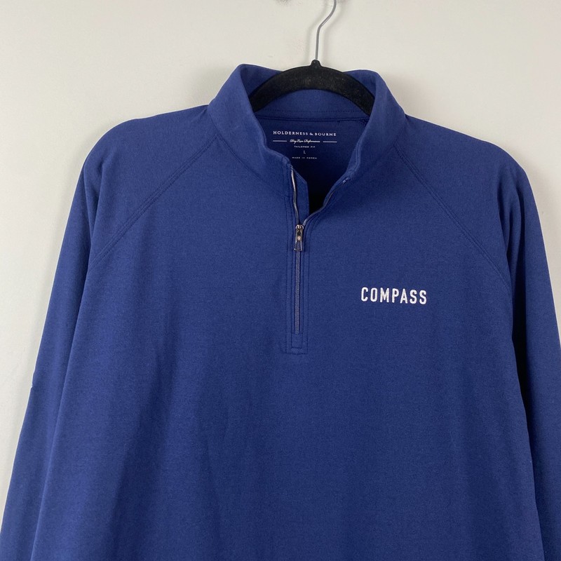 Holderness & Bourne Pullover Mens L Compass Navy Blue Tailored Fit The Westland gallery