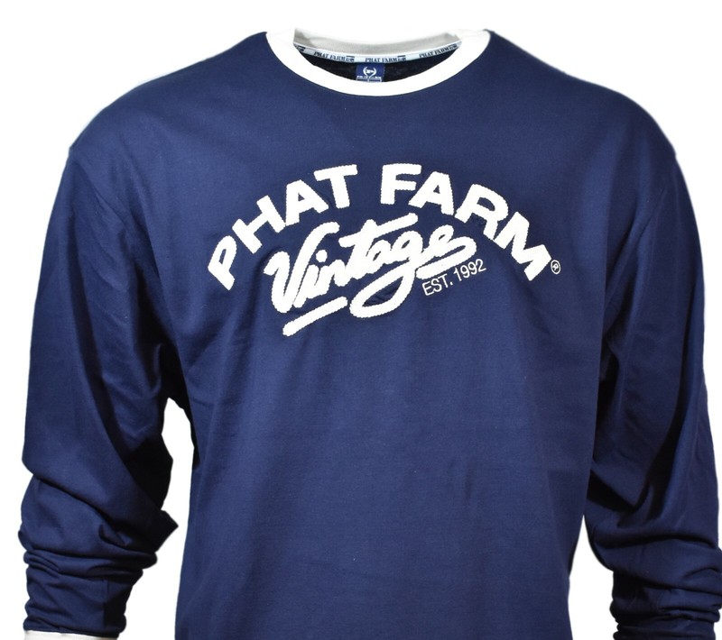 Men's Long Sleeve Tee Big Sizes "PHAT FARM" VINTAGE 0 Cotton Heavy Fabric NWT gallery