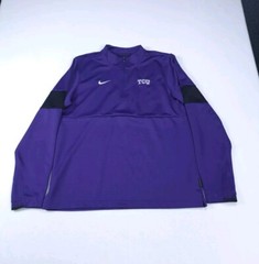 Nike Sweater Mens Medium Purple 1/4 Zip Pullover On Field TCU Horned Frog Swoosh