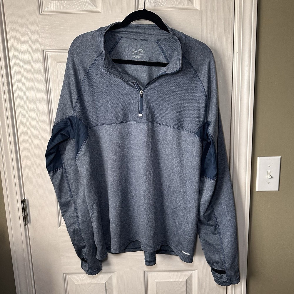 Champion Pullover Long Sleeve 1/4 Zipper Color Blue Large Men's Duo Dry