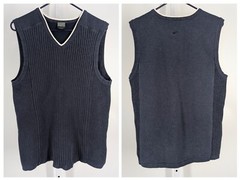 Nike Vtg Y2K 2002 Ribbed Navy Knit Sweater Vest Normcore Golf Tennis M Mesh Line