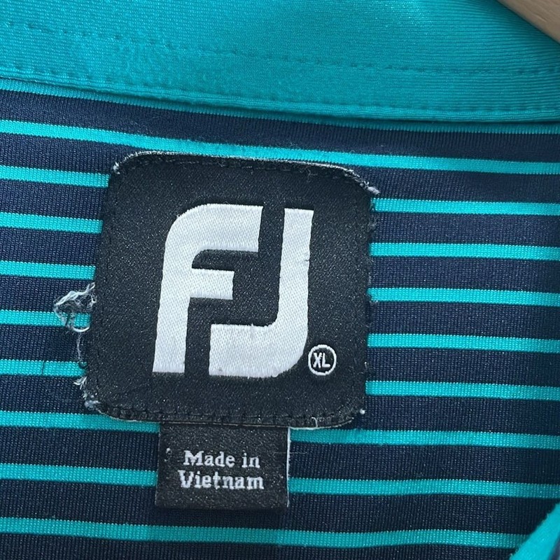 FootJoy FJ Teal Green with Blue Stripes Meadow Lake Athletic Golf Polo Size XL gallery