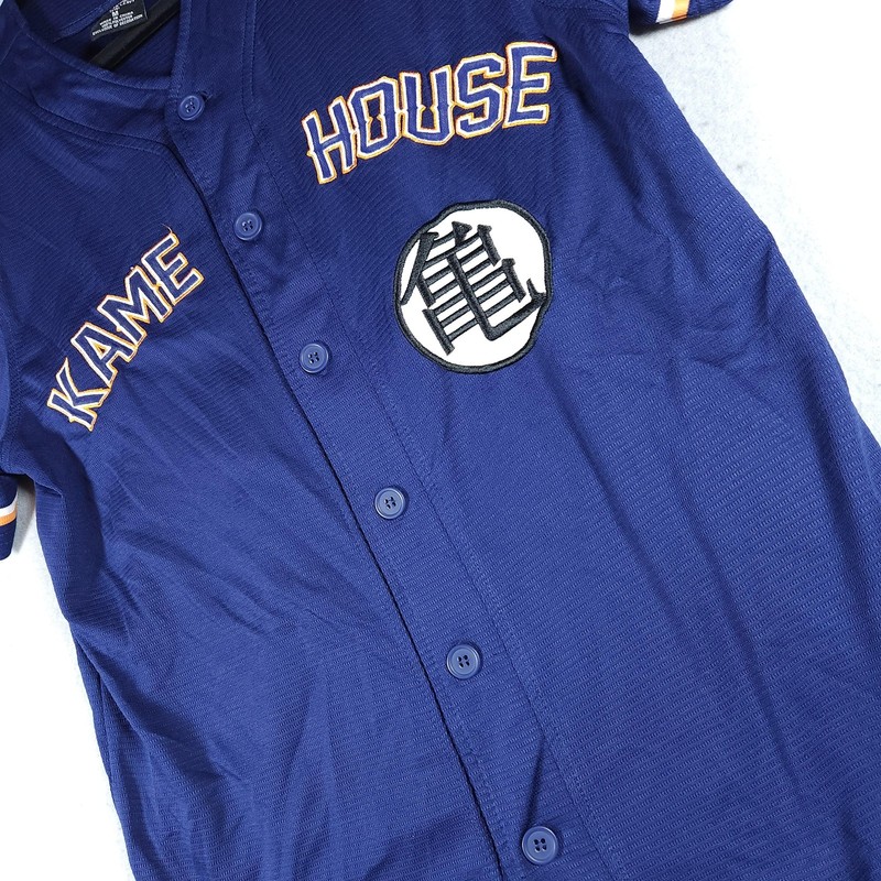 Dragon Ball Z Kame House Shirt Mens Medium Blue Baseball Jersey Anime Button gallery