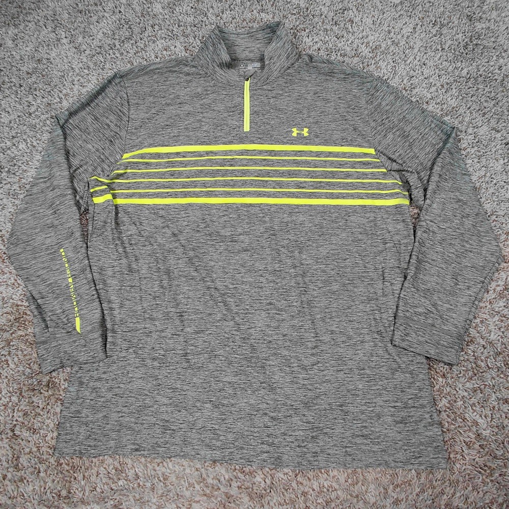 Under Armour 1/4 Zip Pullover Mens 2XL Heather Green Golf Coldgear Lightweight