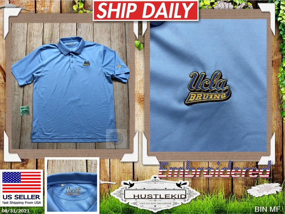 Official UCLA Bruins NCAA Men Heat Gear Loose Polo Shirt Under Armour Large L🔥