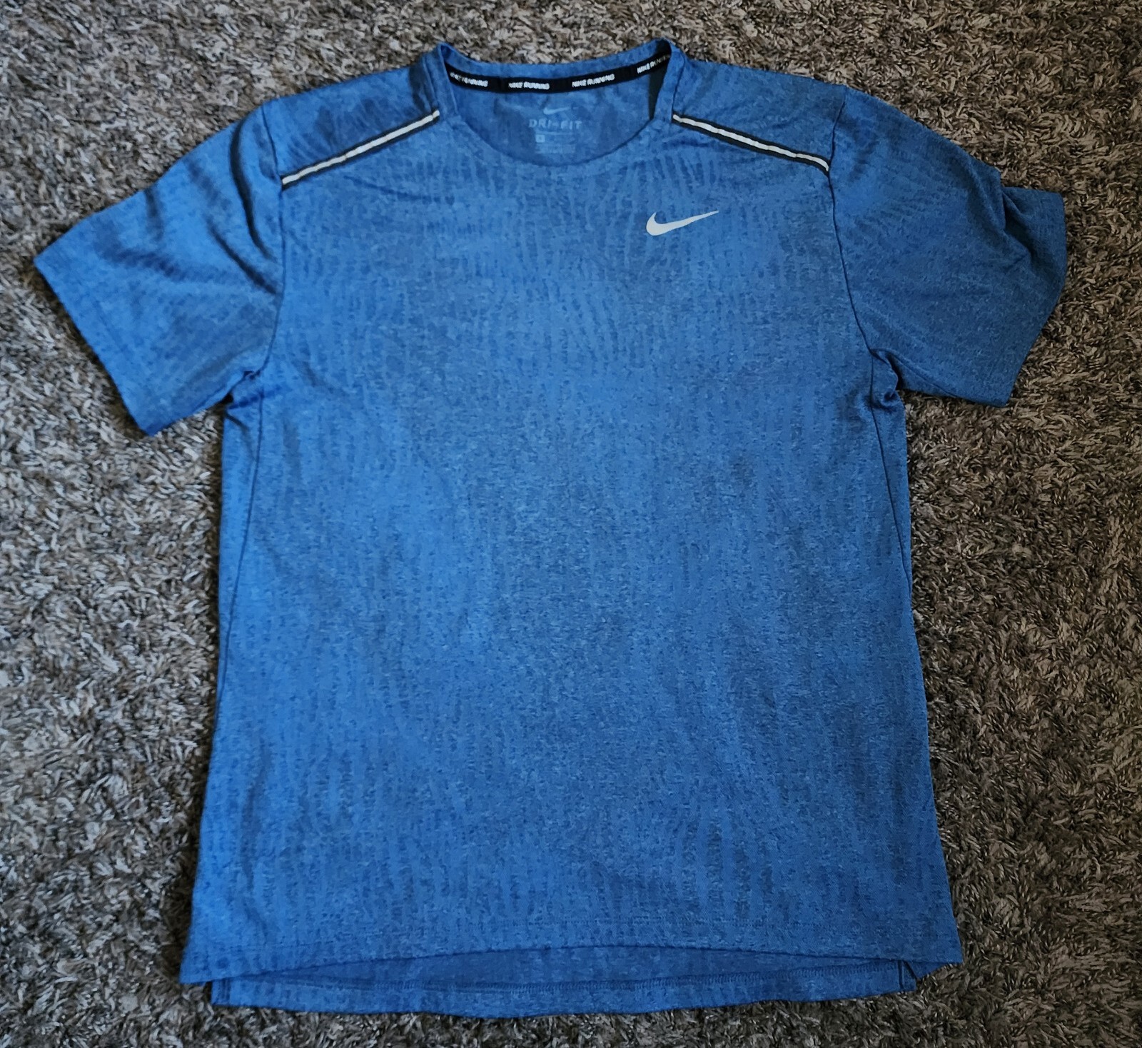 Nike Running Miler 1.0 Blue Printed Snakeskin Athletic Shirt Men's S gallery