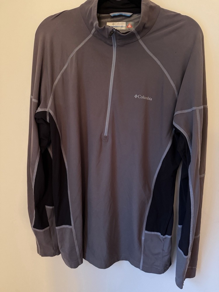 Columbia Men's Pullover Activewear Top Gray 1/4 Zip Long Sleeve Mock Neck M