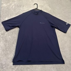 Under Armour Mock Neck Shirt Mens Medium Blue Short Sleeve Eaglewood Golf Top